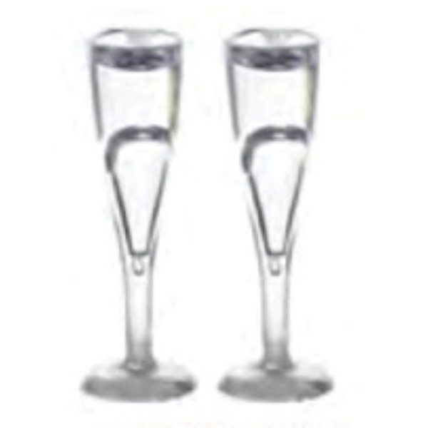 FR60014 Empty Fluted Champagne Glass for Dollhouse Miniature - Clear - 2 Piece