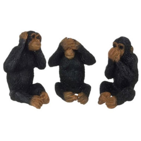 FCA2357 No Evil Monkey for Dollhouse Miniature - Set of 3