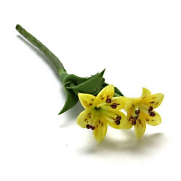 FCA1647 2 Small Stem Tiger Lily for Dollhouse Miniature - Yellow
