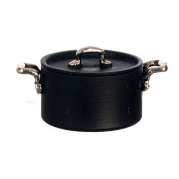 FCA4471BK Non-Stick Pot for Dollhouse Miniature - Black - Large