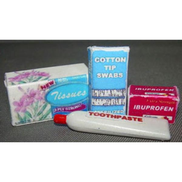 HR52142 Bathroom Set-Soft Tissue - Cotton Tips - Toothpaste I for Dollhouse Miniature