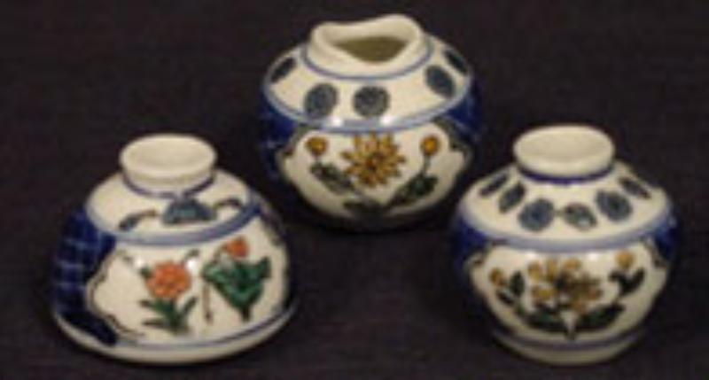 VMMP467 3 Piece Blue Vase for Dollhouse Miniature