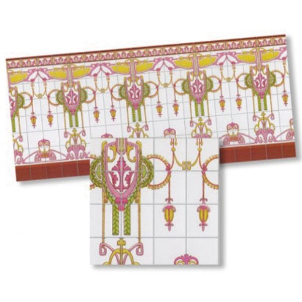 WM34441 Nouveau Wall Tiles for Dollhouse Miniatures