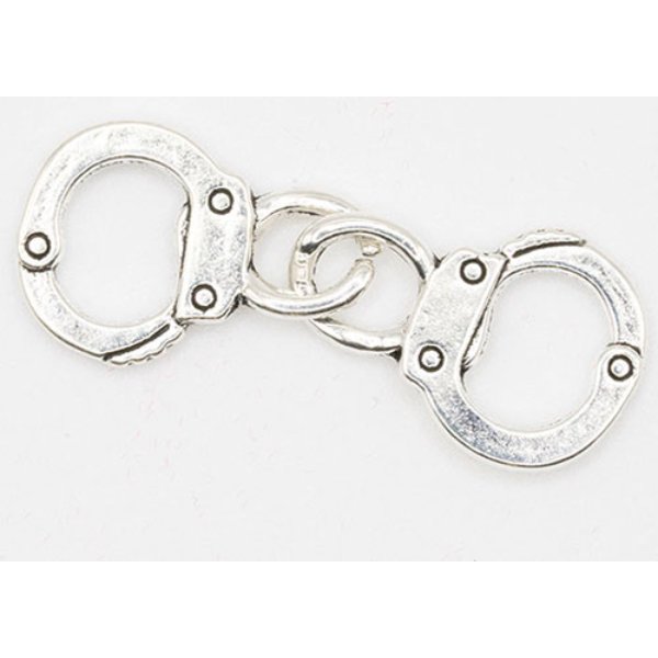 ART400 Locked Handcuffs for Dollhouse Miniature - Antique Silver