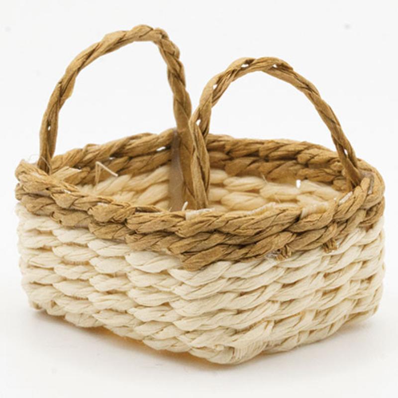 ART432 Square Basket with Handles, Cream & Brown