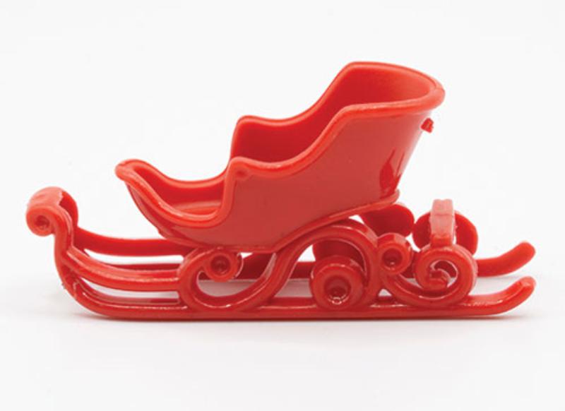 ART329 Miniature Plastic Sled for Dollhouse Miniature, Red
