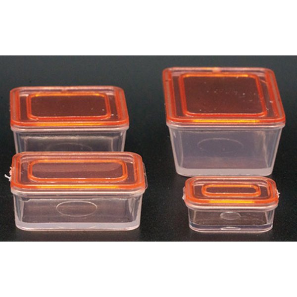 ART418 Tupperware Containers with Lids for Dollhouse Miniature - 4 Piece