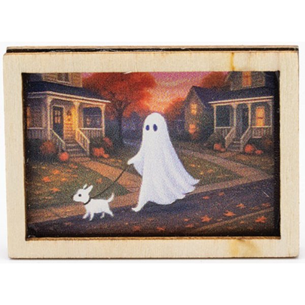 ART442 Ghost Walking Dog Picture in Frame for Dollhouse Miniature