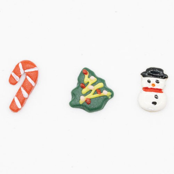 ART302 Snowman, Christmas Tree & Candy Cane Cookie Set for Dollhouse Miniature