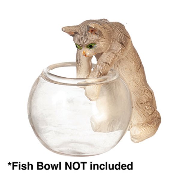 AZE0100 Reaching Cat for Dollhouse Miniature - Gray
