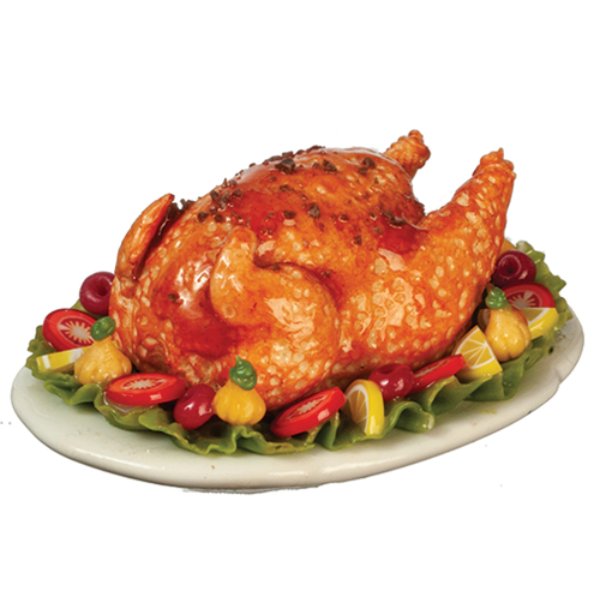 AZG6364 Turkey on Platter for Dollhouse Miniatures