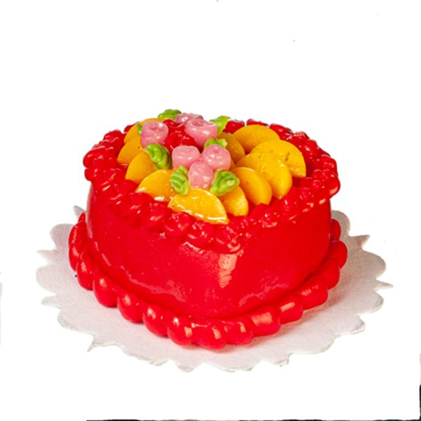 AZG6393 Red Heart Cake for Dollhouse Miniatures