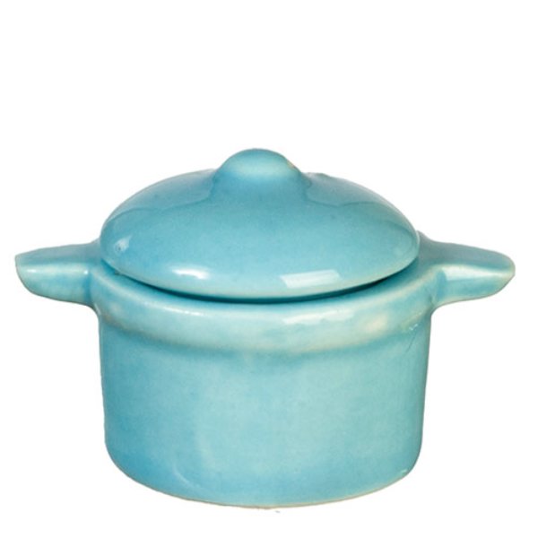 AZG6509 Ceramic Pot for Dollhouse Miniatures - Light Blue