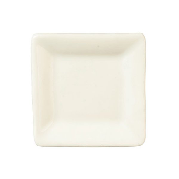 AZG6653 Square Ceramic Plate for Dollhouse Miniatures - White