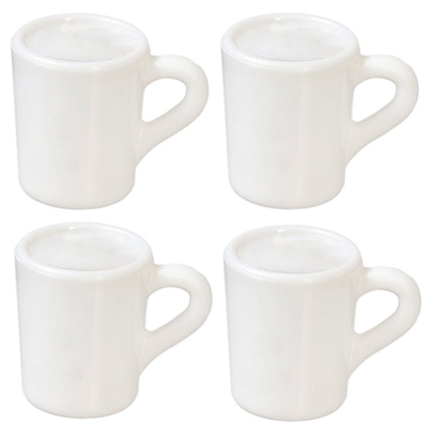 AZG7323 Small White Mugs Set for Dollhouse Miniature - 4 Piece