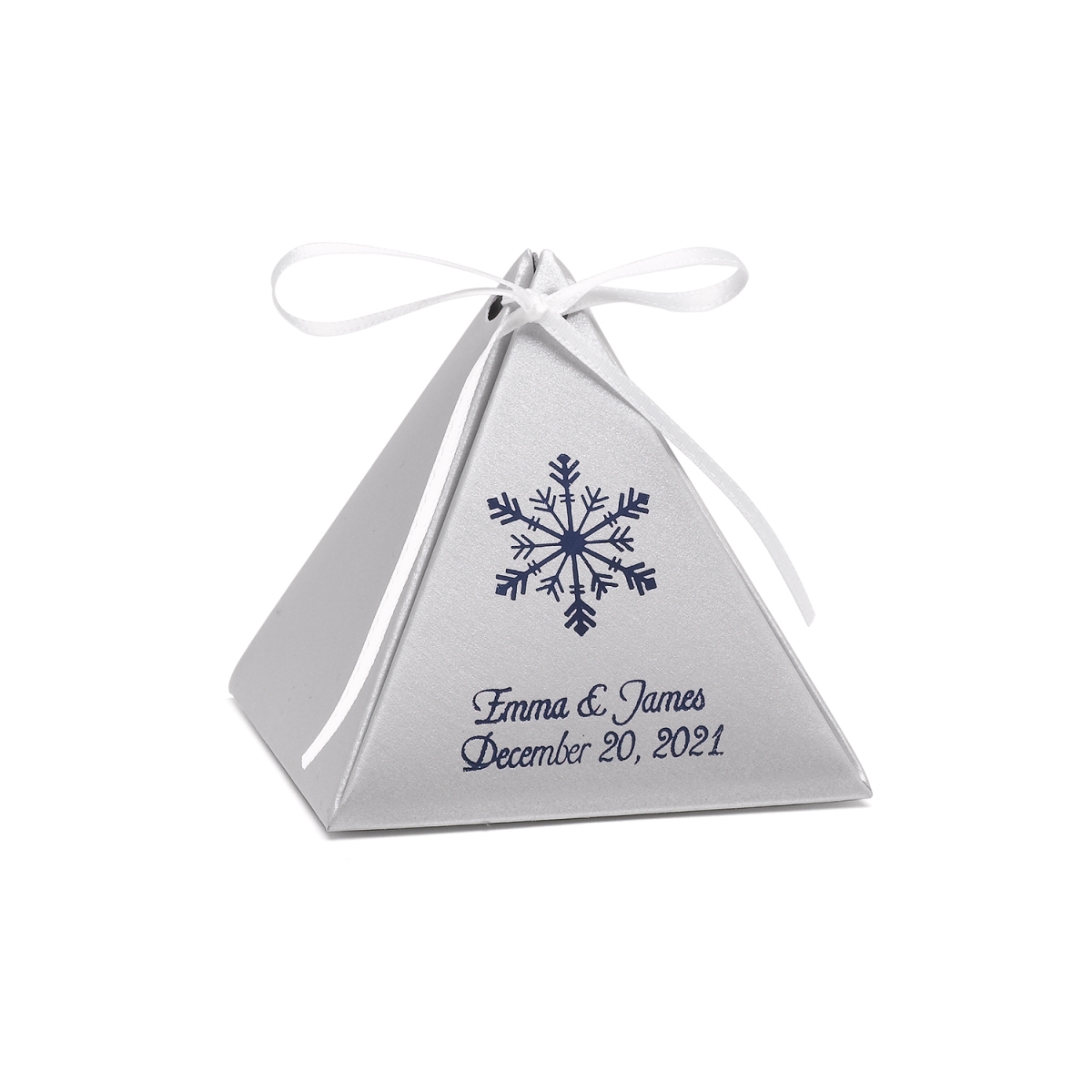 Picture of Hortense B. Hewitt 54878P Pyramid Favor Box - Silver Shimmer - Personalized