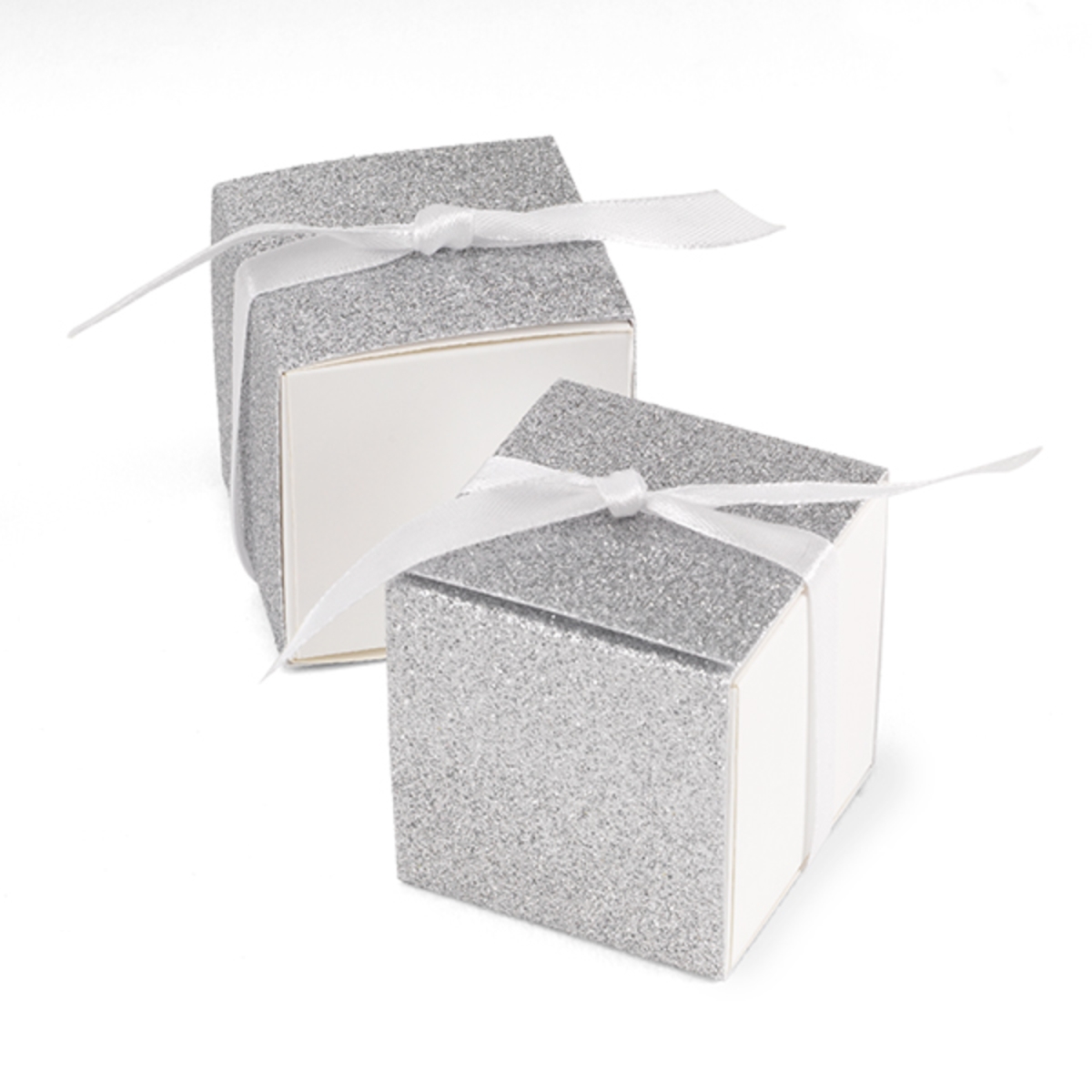 Picture of Hortense B. Hewitt 39322 Glitter Wrap Favor Box - Silver - Pack of 25