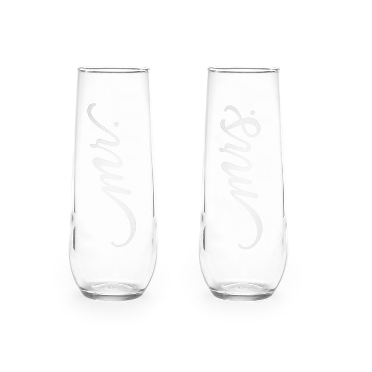 Picture of Hortensebhewitt 55668 8.5 oz Mr. & Mrs. Stemless Champagne Flutes
