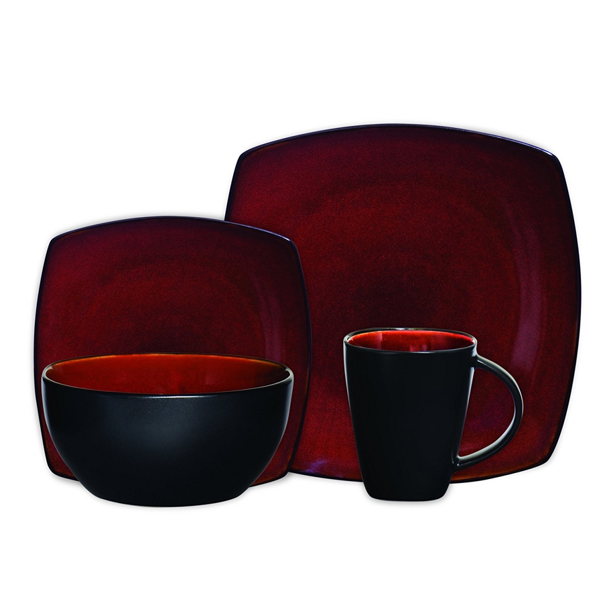 Picture of Gibson 61220.16RM Soho Lounge Square Dinnerware Set&#44; Burgundy - 16 Piece