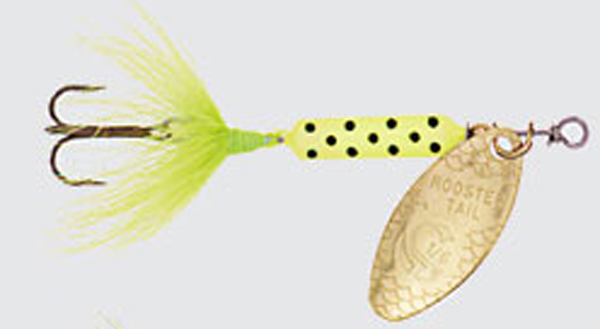 208-CHDA 0.12 oz Original Rooster Tail, Chartreuse Dalmation