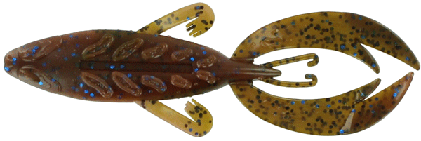 4RFF-23 4 in. Rojas Fighting Frog, Green Pumpkin, Brown & Blue