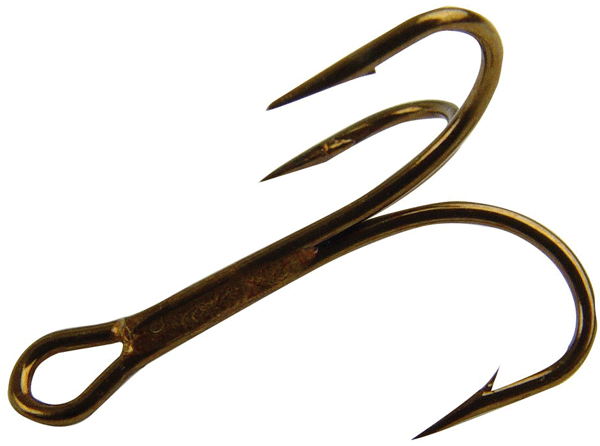 Bronze Ringeye Sport Treble Hooks, Size 8 - Box of 25