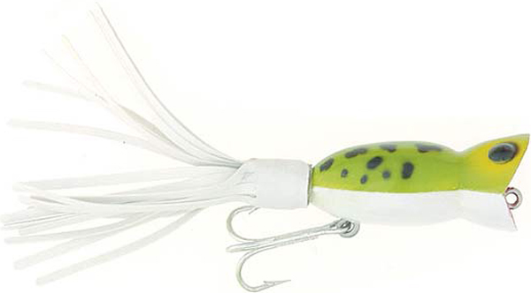 Arbogast Hula Popper - 5/8 oz - Frog/White Belly