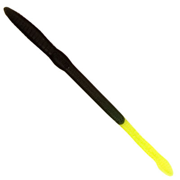 6 in. Scoundrel Worms with 1 Rigged & 1 Spare - Black & Chartruese