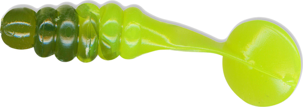 1 in. Crappie Grubs 18GB, Watermelon & Chartruese Tail
