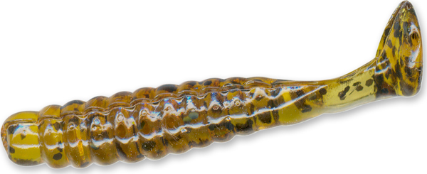 Charlie Brewer's Crappie Slider Grub - 1-1/2' - Pumpkin/Black Flake