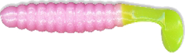1.5 in. Crappie Slider Grub - Bubblegum & Chartreuse