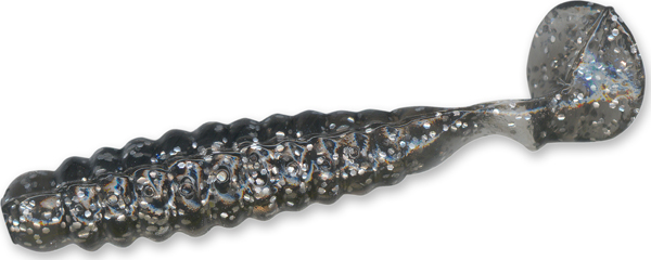 1.5 in. Crappie Slider Grub - Smoke & Metal Flake