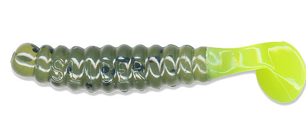 Charlie Brewer's Crappie Slider Grub - 1-1/2' - Watermelon/Chartreuse