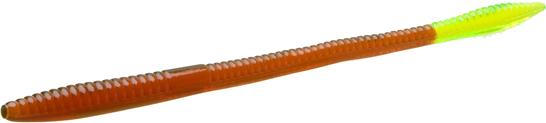 6 in. Trick Worm Bait in Motoroil Chartruese - Pack of 20