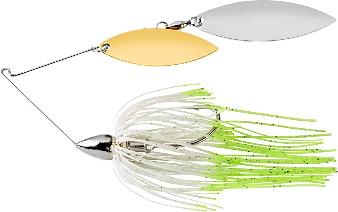 WE38NW25 Nickel Frame Double Willow Spinnerbait Fishing Lure, Hot White Shade