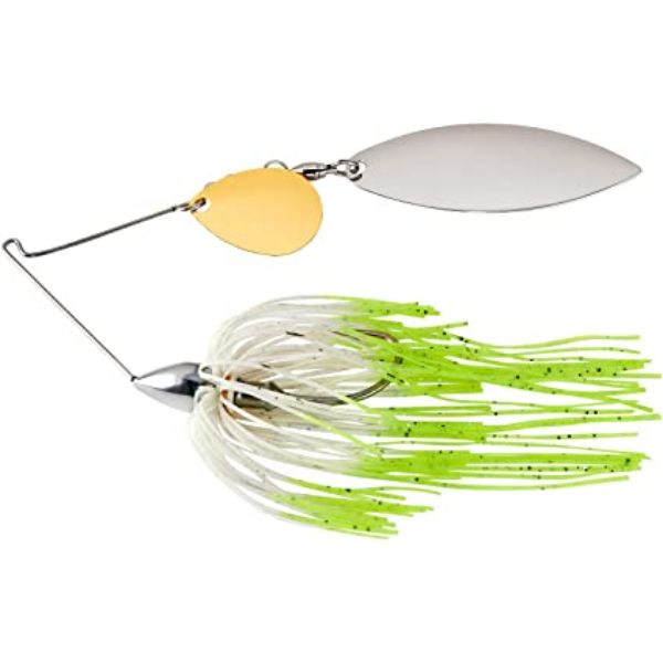 WE38NT25 Nickel Frame Tandem Willow Spinnerbait Finishing Lure, Hot White Shade