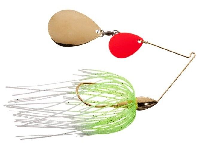 WE12GCRK02 Gold Frame Tandem Colorado Fishing Spinnerbait, White Chartreuse