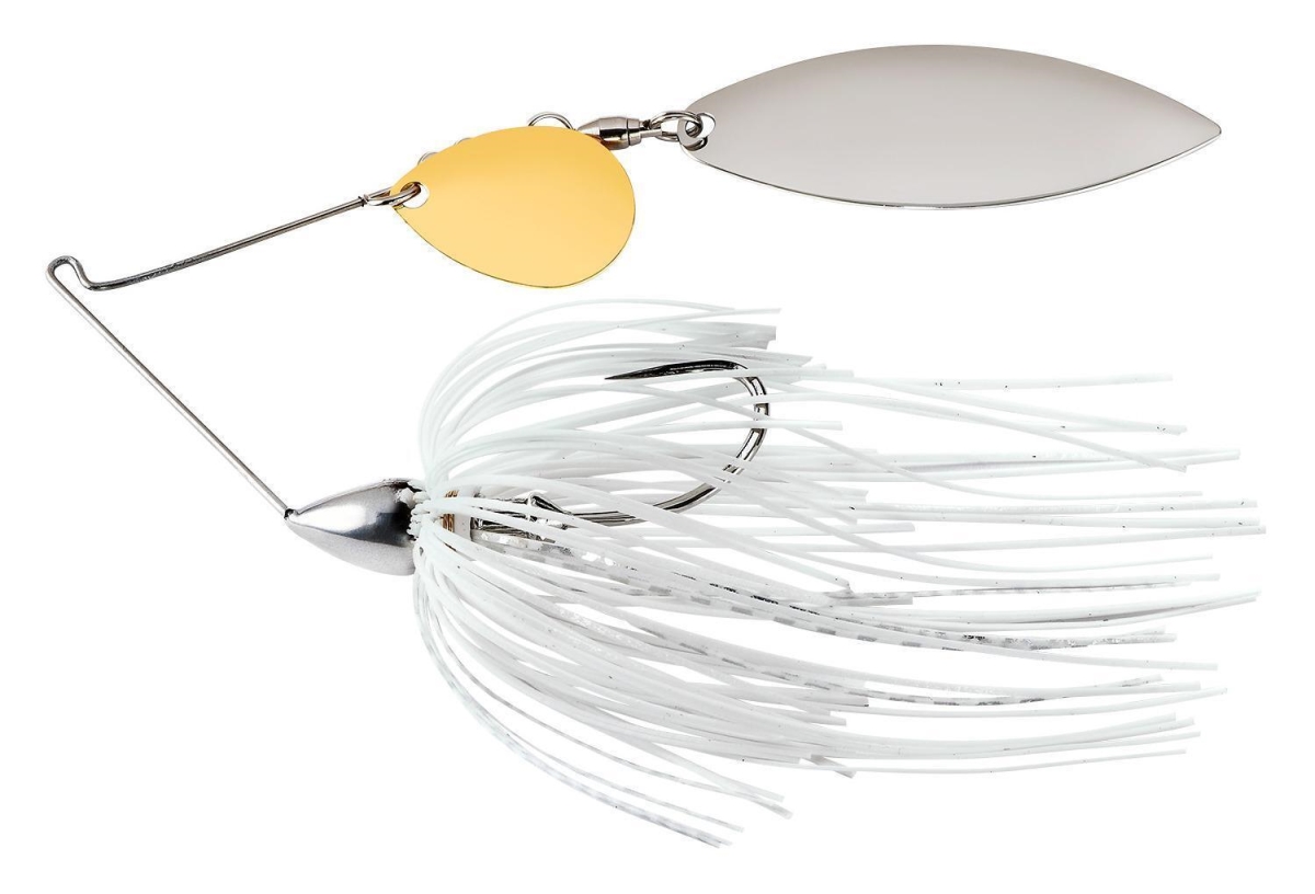 WE12NT01S Nickel Frame Tandem Willow Spinnerbait White & Silver Fishing Lure