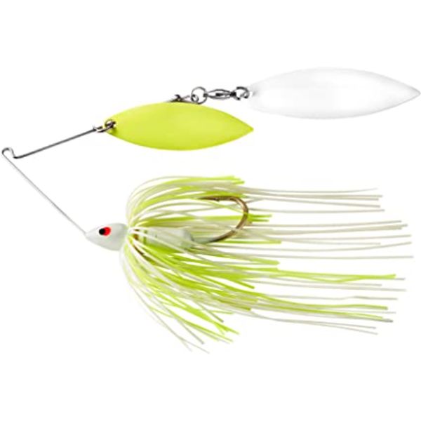 WE12SEPW02 Screamin Painted Head Double Willow Spinnerbait Fishing Lure, White Chartreuse