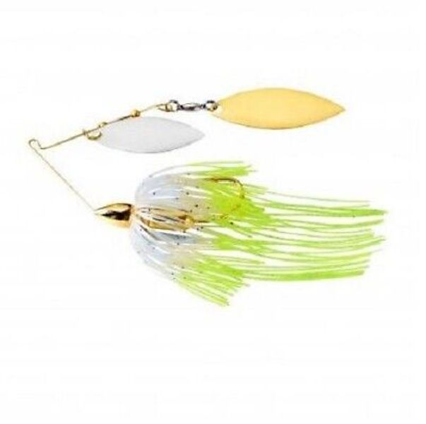 WE12GW50 Gold Frame Double Willow Spinnerbait Hot Blue Herring Fishing Lure