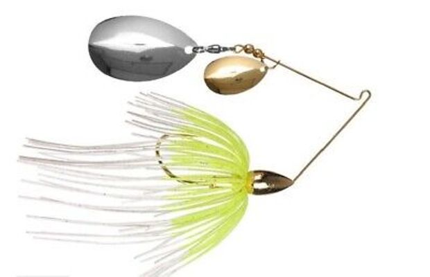 WE12GT02 Gold Frame Tandem Willow Spinnerbait White & Chartreuse Fishing Lure