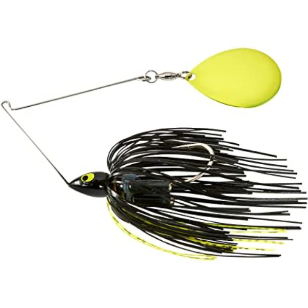 WE12PSC37 Night Time Painted Head Single Colorado Spinnerbait Fishing Lure, Black Chartreuse