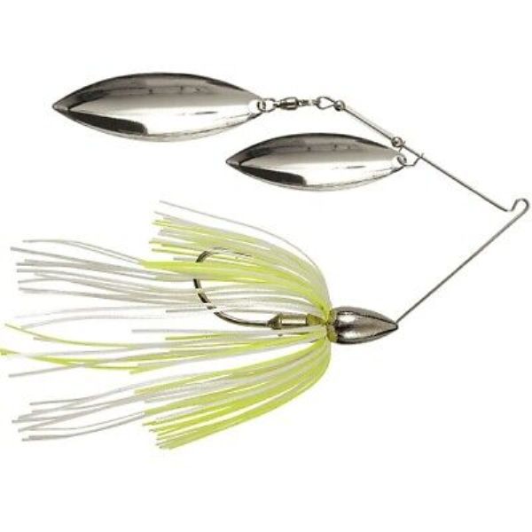 Nickel Frame Double Willow Spinnerbait White & Chartreuse Pearl Fishing Lure