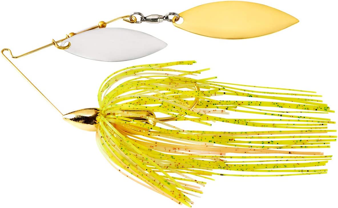 WE12SEGW34 Screamin Gold Frame Double Willow Spinnerbait, Sun Perch