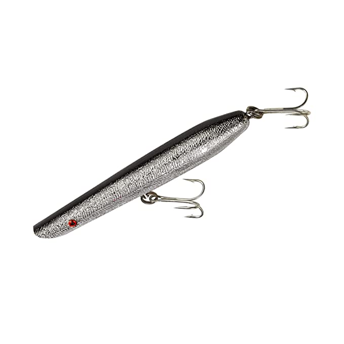 6 in. Pencil Popper Fishing Lure, Chrome & Black
