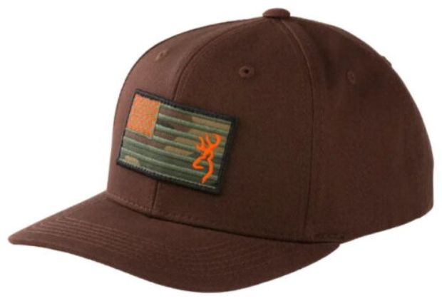Woodland Flag Snapback Cap, Brown