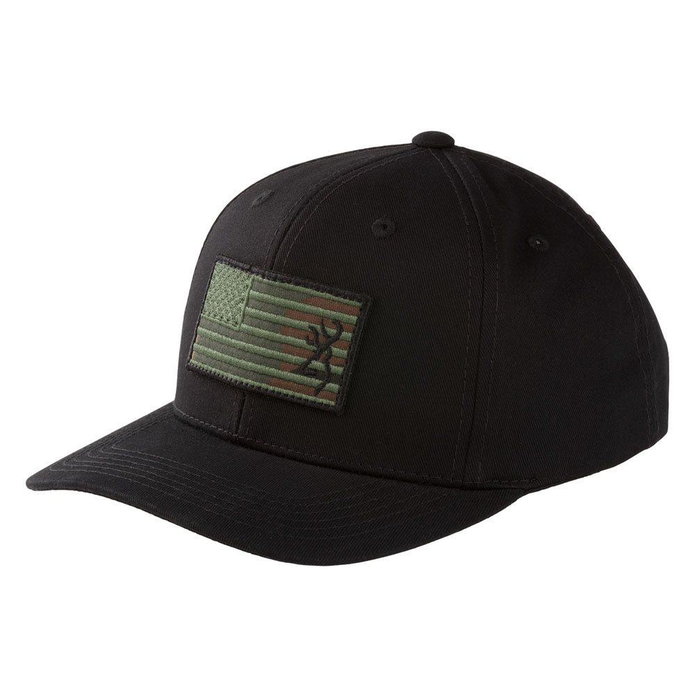 Woodland Flag Snapback Cap, Black