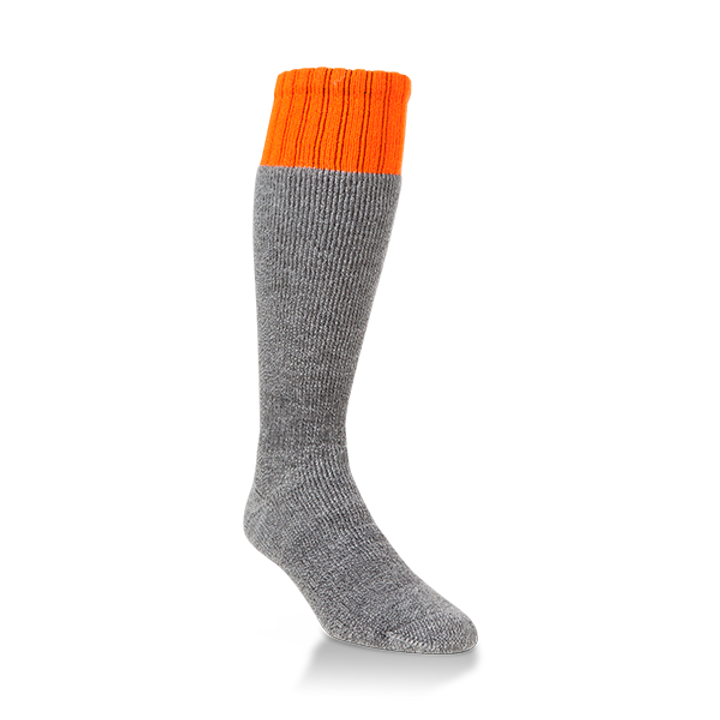 H74948 Heavy Weight Hunt OTC Socks, Orange & Grey - Size 9-12