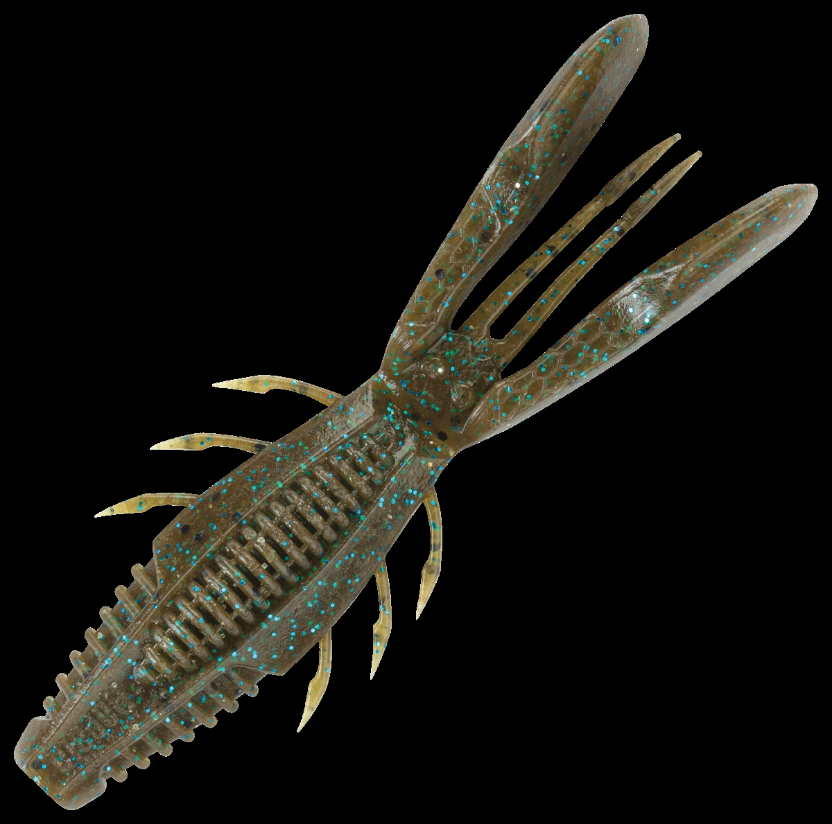 CCBRB4GPBL Crushcity Bronco Bug 4 Lures, Green Pumpkin & Blue Flake