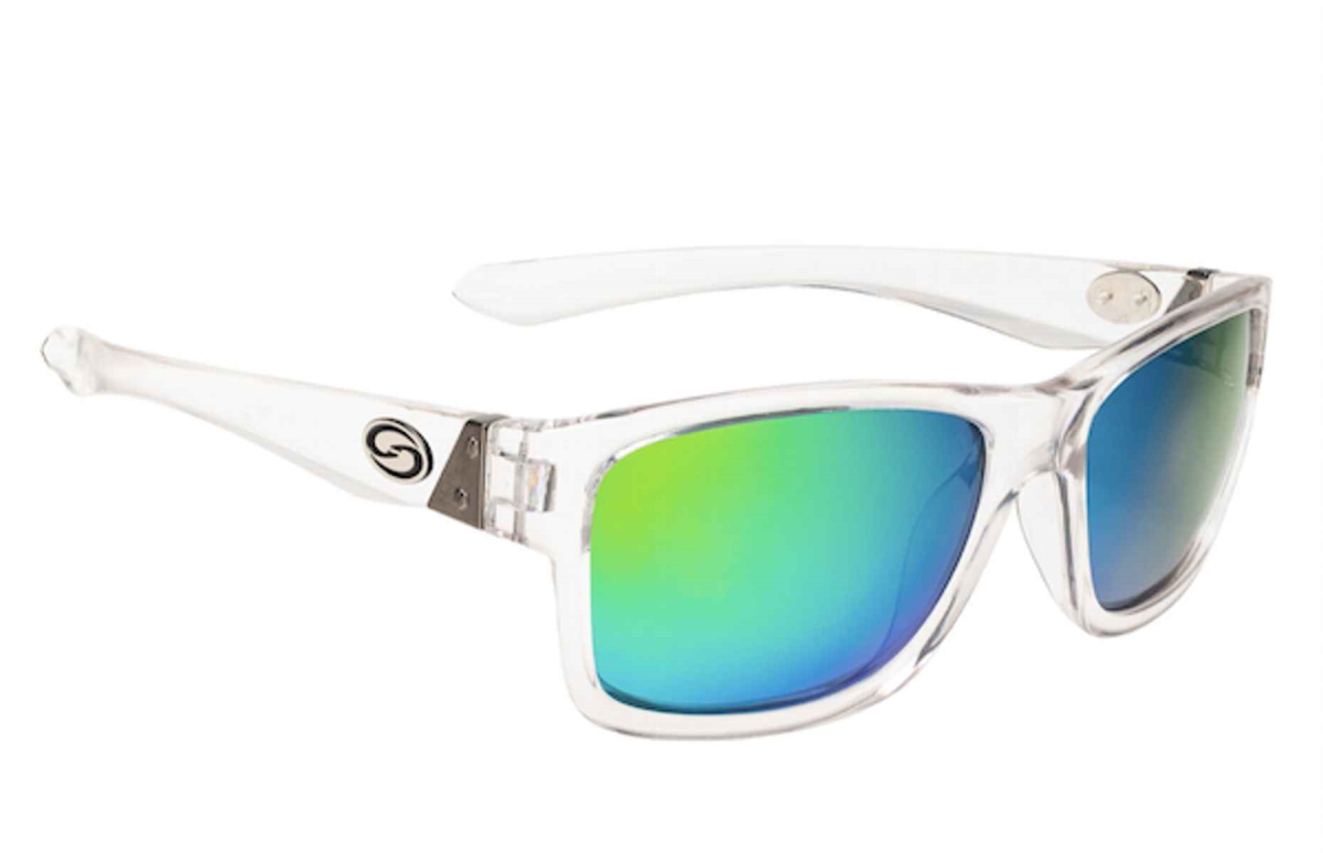 SG-SKP461 Platte Shiny Crystal Clear Frame Green Mirror Lens Sunglass